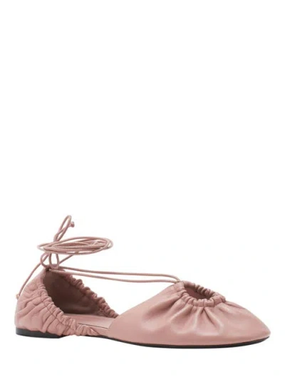 Lanvin Mesure Lace-up Leather Ballerina In Pink