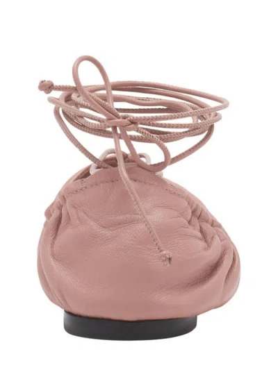 Lanvin Mesure Lace-up Leather Ballerina In Pink