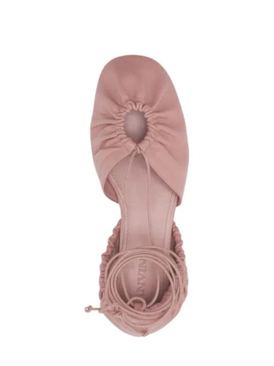 Lanvin Mesure Lace-up Leather Ballerina In Pink