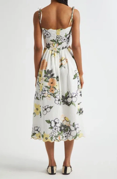 Stine Goya Floral Cutout Detail Midi Dress In Neutral