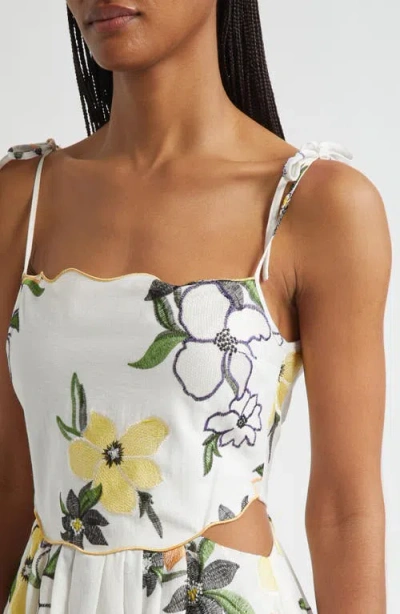 Stine Goya Floral Cutout Detail Midi Dress In Neutral