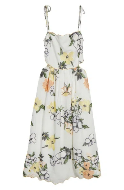 Stine Goya Floral Cutout Detail Midi Dress In Neutral