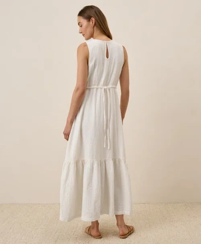 Pact Organic Cotton Double Gauze Beach To Brunch Dress In White