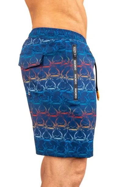 Maceoo Swim Lion Shark Wave Swim Trunks In Blue