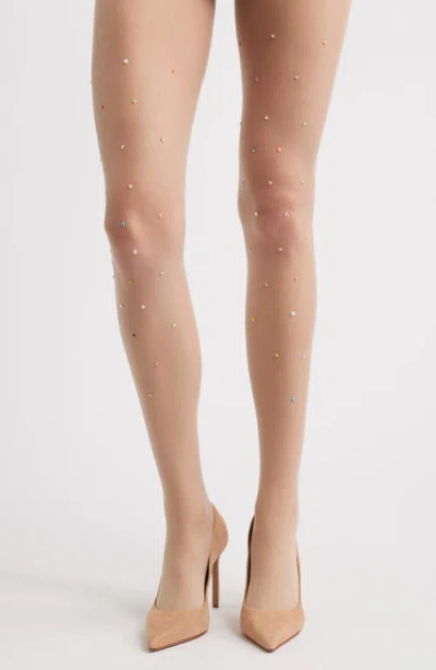 High Heel Jungle Crystalize Sheer Tights In Neutral