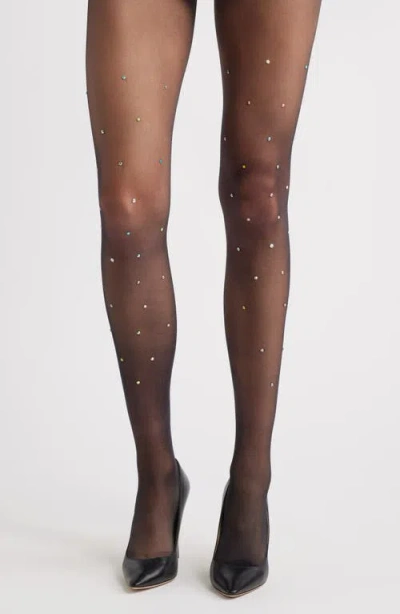 High Heel Jungle Crystalize Sheer Tights In Black