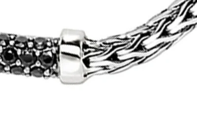 John Hardy Sterling Silver Jh Essentials Black Sapphire Pave Curved Bar Necklace, 16-18 In Metallic