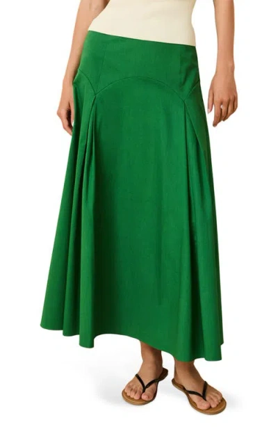 Solid & Striped The Gael Pleated Maxi Skirt In Green