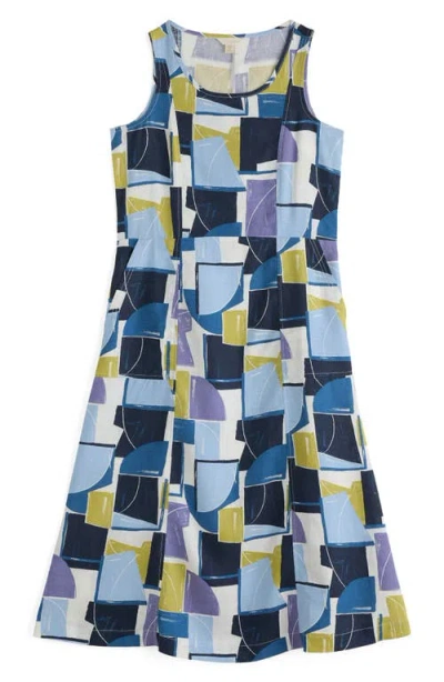 Seasalt Cornwall Grass Wave Print Sleeveless Linen Midi Dress In Multi