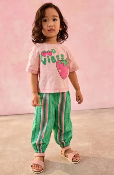 Next Kids' Cherry Good Vibes Cotton Graphic T-shirt & Pants Set In Green