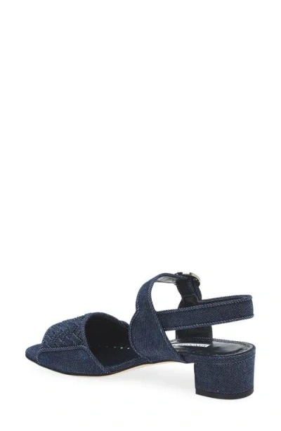 Manolo Blahnik Vibius Block Heel Slingback Sandal In Blue