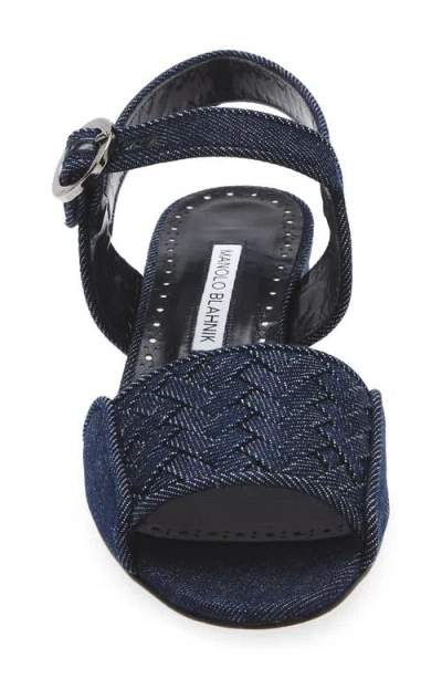 Manolo Blahnik Vibius Block Heel Slingback Sandal In Blue