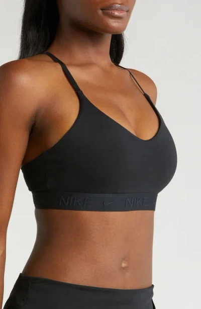 Nike Indy Light Support Padded Adjustable Sports Bra In Black