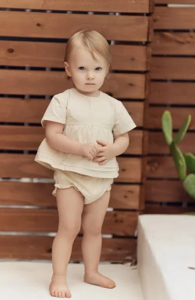 Maniere Manière Kids' Pleats 'n' Tiers Peplum Top & Shorts Set In White
