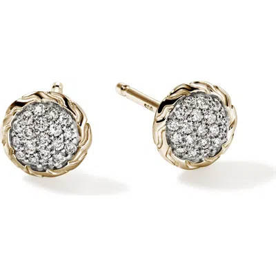 John Hardy 14k Yellow Gold Jh Essentials Diamond Pave Stud Earrings In Gold