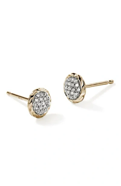 John Hardy 14k Yellow Gold Jh Essentials Diamond Pave Stud Earrings In Gold