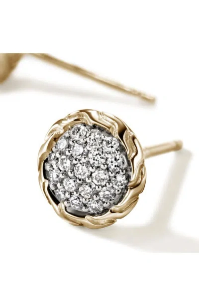 John Hardy 14k Yellow Gold Jh Essentials Diamond Pave Stud Earrings In Gold