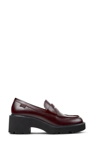 Camper Milah Penny Loafer In Burgundy