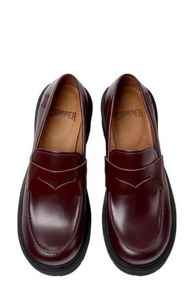 Camper Milah Penny Loafer In Burgundy