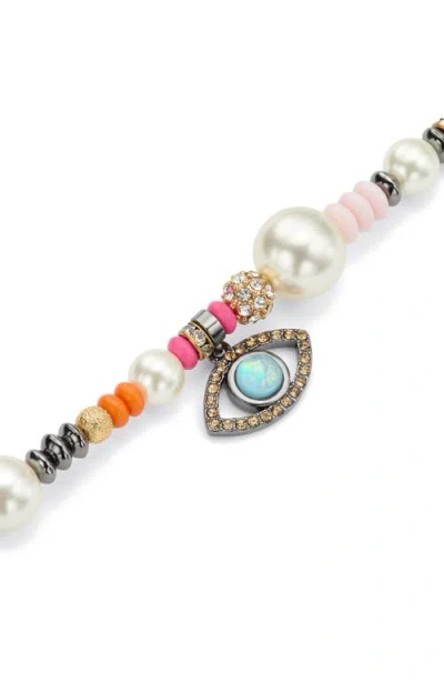 Kurt Geiger London Evil Eye Charm Bead Bracelet In Multi