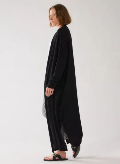 Majestic Filatures Silk Viscose Long Sleeve Cardigan In Black