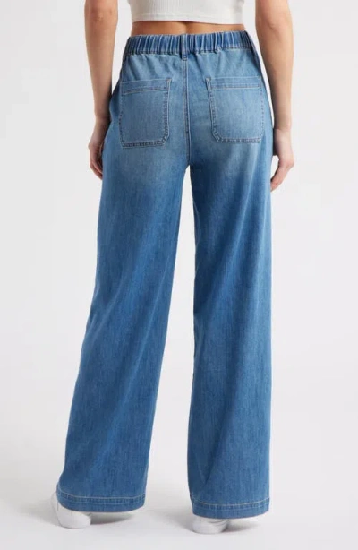 1822 Denim High Waist Wide Leg Drawstring Jeans In Blue