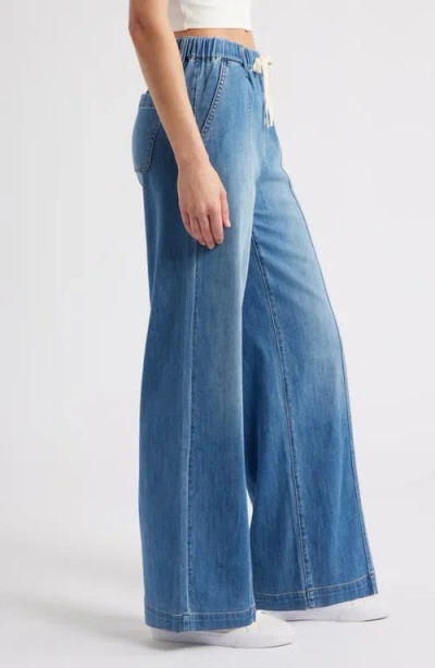 1822 Denim High Waist Wide Leg Drawstring Jeans In Blue