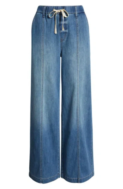 1822 Denim High Waist Wide Leg Drawstring Jeans In Blue
