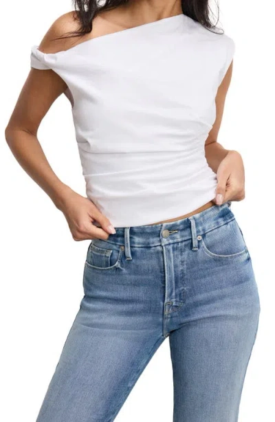 Good American Good Legs Soft-tech High Waist Ankle Straight Legs Jeans In Blue