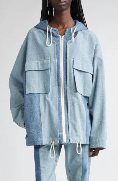 Kuro Remake Denim Hooded Top In Blue