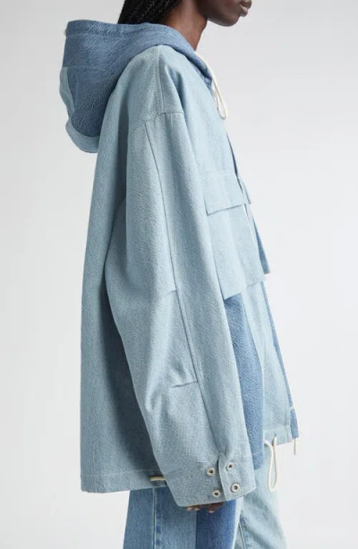 Kuro Remake Denim Hooded Top In Blue