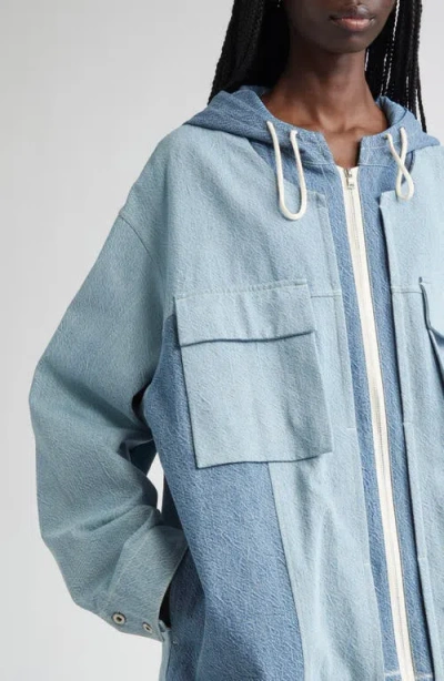 Kuro Remake Denim Hooded Top In Blue