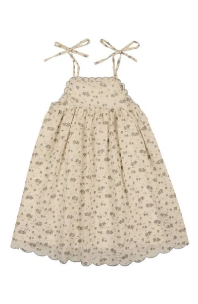 Maniere Manière Kids' Floral Cotton Blend Dress In Brown
