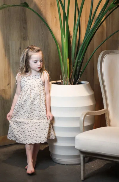 Maniere Manière Kids' Floral Cotton Blend Dress In Brown