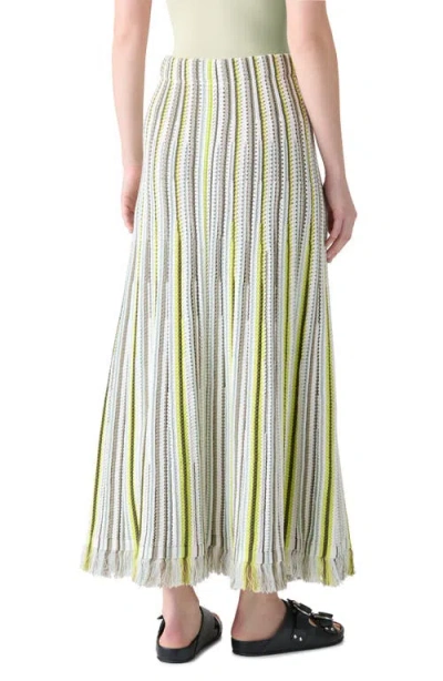 Akris Punto Stripe Mixed Stitch Maxi Sweater Skirt In Green