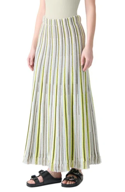 Akris Punto Stripe Mixed Stitch Maxi Sweater Skirt In Green