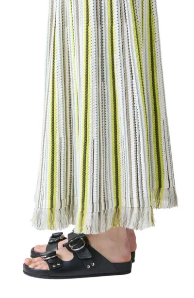 Akris Punto Stripe Mixed Stitch Maxi Sweater Skirt In Green