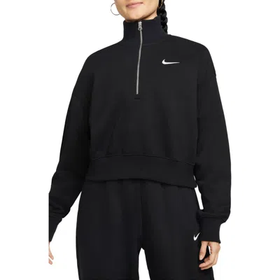 Nike Sportswear Phoenix Fleece Crop Sweatshirt In Black