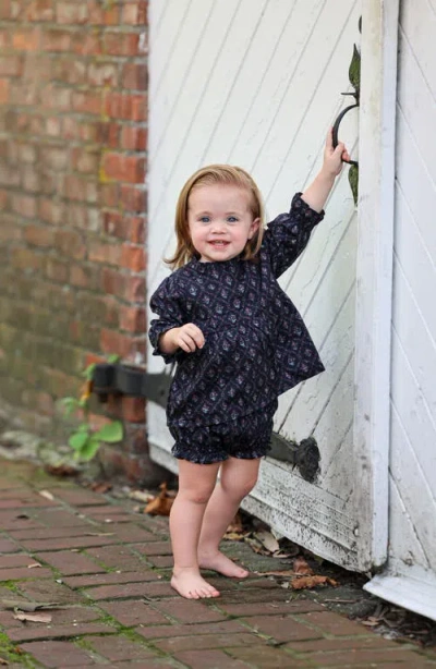 Maniere Manière Kids' Victorian Cotton Blend Top & Shorts Set In Black