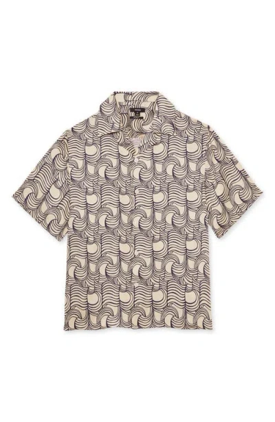 Reiss Mens Waver Wave-pattern Woven Shirt Off White Navy