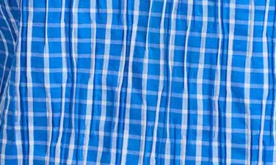 Foxcroft Thelma Crinkle Cotton Blend Gingham Jacket In Blue