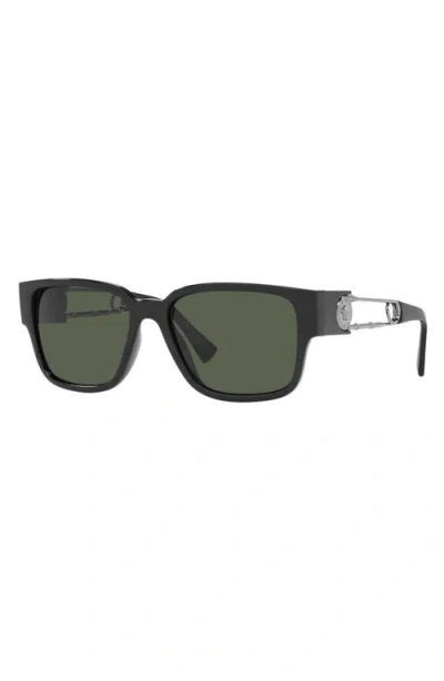 Versace Havana 57mm Rectangular Sunglasses