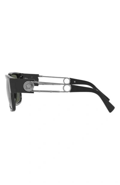 Versace Havana 57mm Rectangular Sunglasses