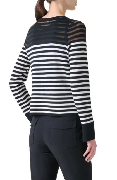 Akris Punto Stripe Virgin Wool Blend Cardigan In Black