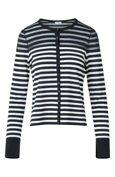 Akris Punto Stripe Virgin Wool Blend Cardigan In Black