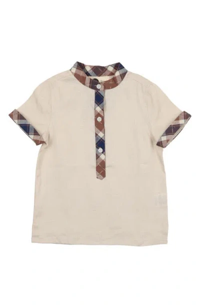 Maniere Manière Kids' Slub Cotton Blend Henley In Neutral