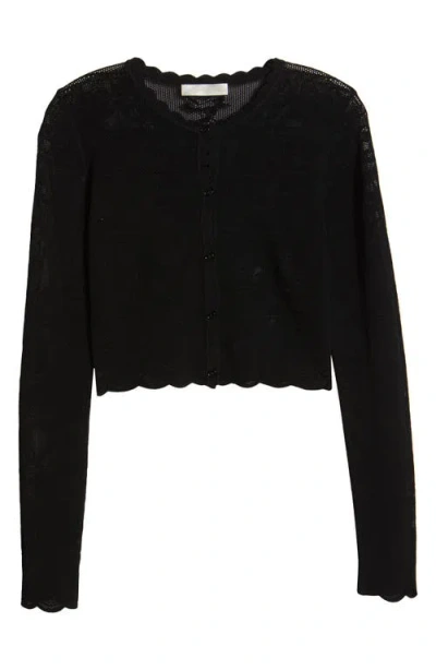 Loveshackfancy Gretta Semisheer Jacquard Cardigan In Black
