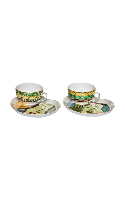 Tania Bulhões Tea Cup & Petit Four Portrait (set Of Two)