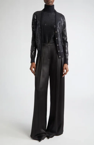Michael Kors Collection Sequin Embellished Cashmere Cardigan In Black