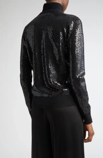 Michael Kors Collection Sequin Embellished Cashmere Cardigan In Black